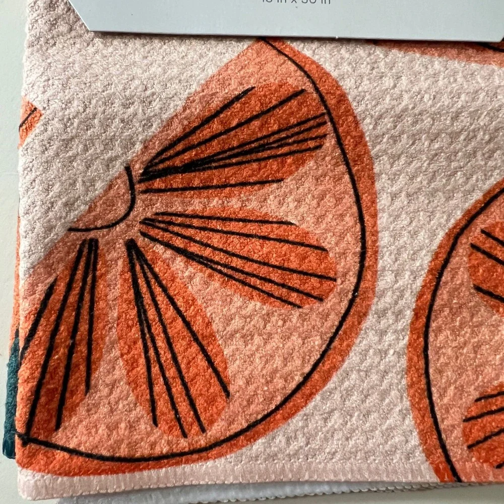 Geometry Kitchen Tea Towels Orange Slices Design Orange NWT